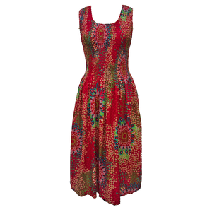Red Cotton Maxi Dress UK One Size 14-24 A2
