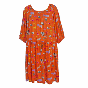 Orange Wild Gathered Dress Size 12-30 F6