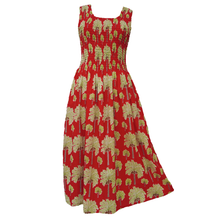 Load image into Gallery viewer, Red Palm Trees Cotton Maxi Dress UK One Size 14-24 AR26