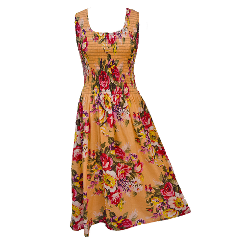 Pale Orange Bouquet Cotton Maxi Dress UK One Size 14-24 A45