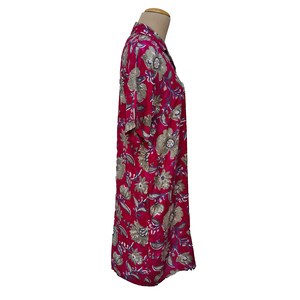 Cherry Floral Viscose Shirt Dress Size 12-30 SO7