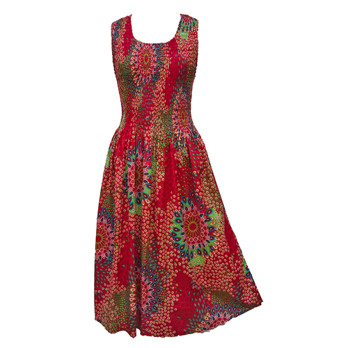 Red Cotton Maxi Dress UK One Size 14-24 A2