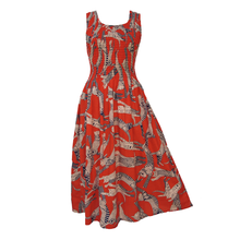 Load image into Gallery viewer, Red Egyption Cats Cotton Maxi Dress UK One Size 14-24 LD9