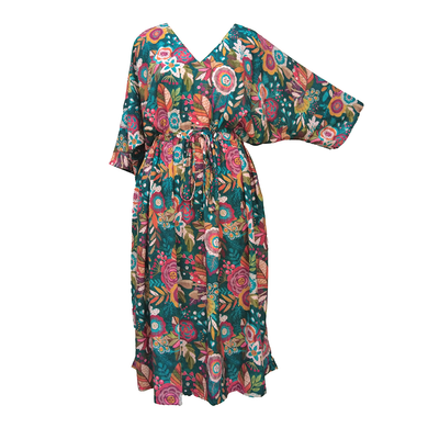 Floral Teal Crepe Maxi Dress UK Size 18-32 SSF2