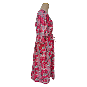 Pink Leaves Cotton Maxi Dress UK Size 18-32 M107