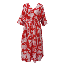 Load image into Gallery viewer, Red Peacocks Cotton Maxi Dress UK Size 18-32 AD1