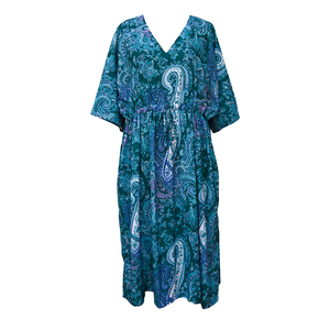 Classic Paisley Ocean Crepe Maxi Dress UK Size 18-32 SSF5
