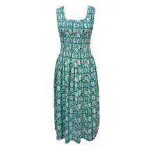 Load image into Gallery viewer, Teal Floral Cotton Maxi Dress UK One Size 14-24 E241