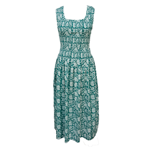 Teal Floral Cotton Maxi Dress UK One Size 14-24 E241