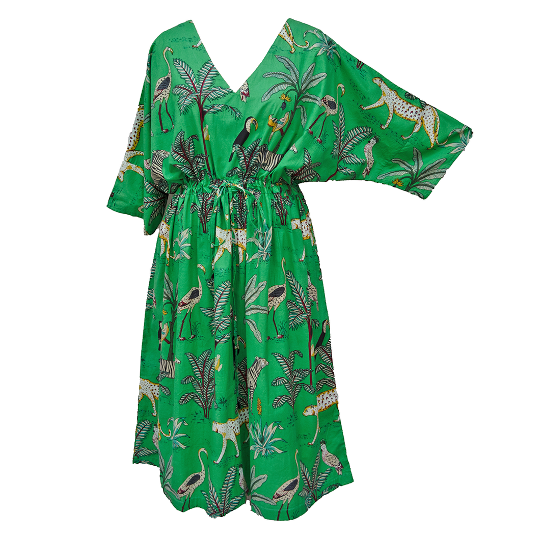 Bold Green Wild Cotton Maxi Dress UK Size 18-32 M55