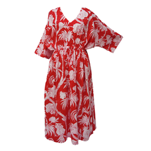 Load image into Gallery viewer, Red Peacocks Cotton Maxi Dress UK Size 18-32 AD1