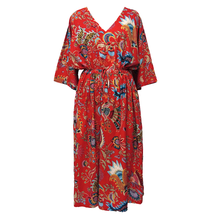 Load image into Gallery viewer, Red Artistic Cotton Maxi Dress UK Size 18-32 SSF39