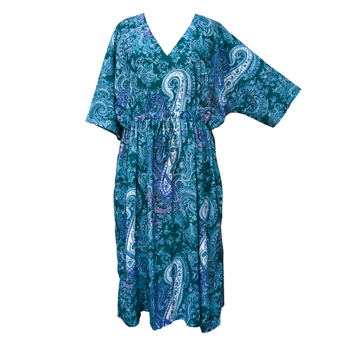 Classic Paisley Ocean Crepe Maxi Dress UK Size 18-32 SSF5