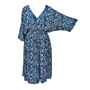 Blue Batik Viscose Maxi Dress UK Size 18-32 M90