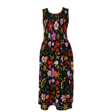Load image into Gallery viewer, Black Flowerbed Crepe Maxi Dress UK One Size 14-24 LD17