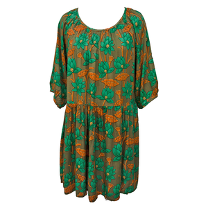 Khaki Green Gathered Dress Size 12-30 F5