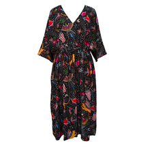 Load image into Gallery viewer, Artwork Black Crepe Maxi Dress UK Size 18-32 SSF16