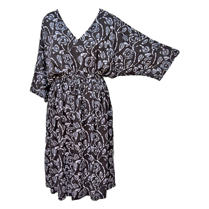 Black Batik Viscose Maxi Dress UK Size 18-32 M91