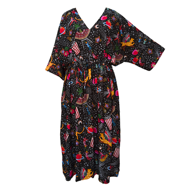 Artwork Black Crepe Maxi Dress UK Size 18-32 SSF16