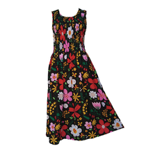 Load image into Gallery viewer, Black Flowerbed Crepe Maxi Dress UK One Size 14-24 LD17