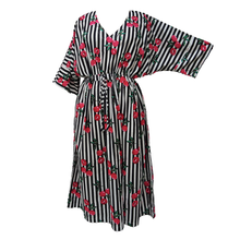 Load image into Gallery viewer, Cherries on Stripes Cotton Maxi Dress UK Size 18-32 AD9
