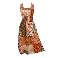 Load image into Gallery viewer, Orange Patchwork Cotton Maxi Dress UK One Size 14-24 E244