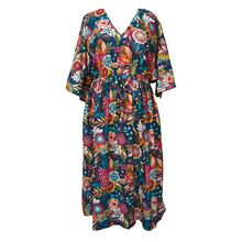 Load image into Gallery viewer, Blossoms Royal Blue Crepe Maxi Dress UK Size 18-32 SSF4