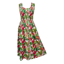Load image into Gallery viewer, Red Tropical Cotton Maxi Dress UK One Size 14-24 E246