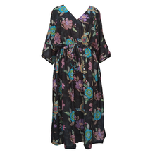 Load image into Gallery viewer, Vintage Floral Black Crepe Maxi Dress UK Size 18-32 SSF9