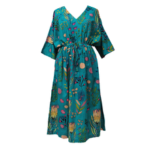 Load image into Gallery viewer, Teal Floral Cotton Maxi Dress UK Size 18-32 AD2