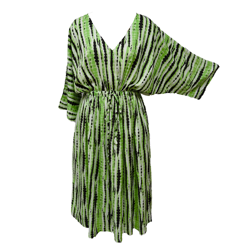 Tie Dye Neon Green Viscose Maxi Dress UK Size 18-32 M65