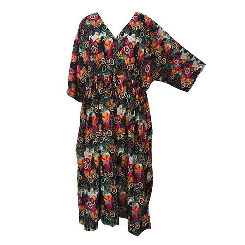 Sea life Black Crepe Maxi Dress UK Size 18-32 SSF12