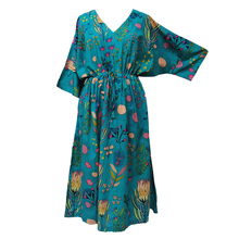 Load image into Gallery viewer, Teal Floral Cotton Maxi Dress UK Size 18-32 AD2