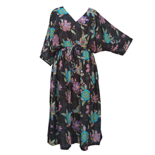 Load image into Gallery viewer, Vintage Floral Black Crepe Maxi Dress UK Size 18-32 SSF9