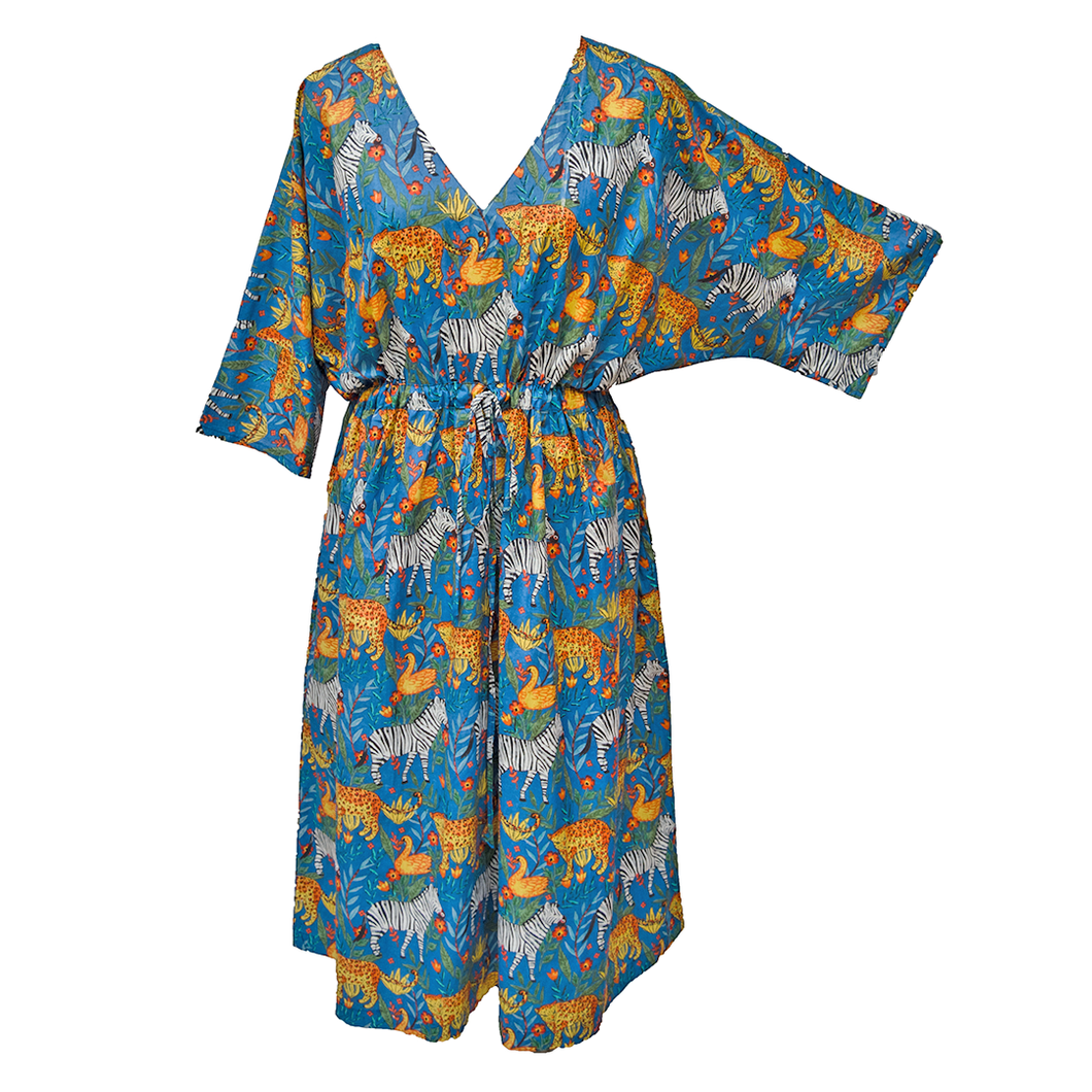 Royal Blue Safari Cotton Maxi Dress UK Size 18-32 M63