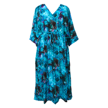 Load image into Gallery viewer, Bold Wavy Blue Crepe Maxi Dress UK Size 18-32 SSF17