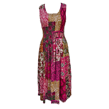 Load image into Gallery viewer, Magenta Patchwork Cotton Maxi Dress UK One Size 14-24 A46