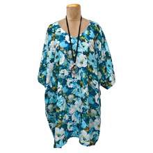 Load image into Gallery viewer, Blue Floral Angel Blouse Crepe Size 22 to 32 DL7