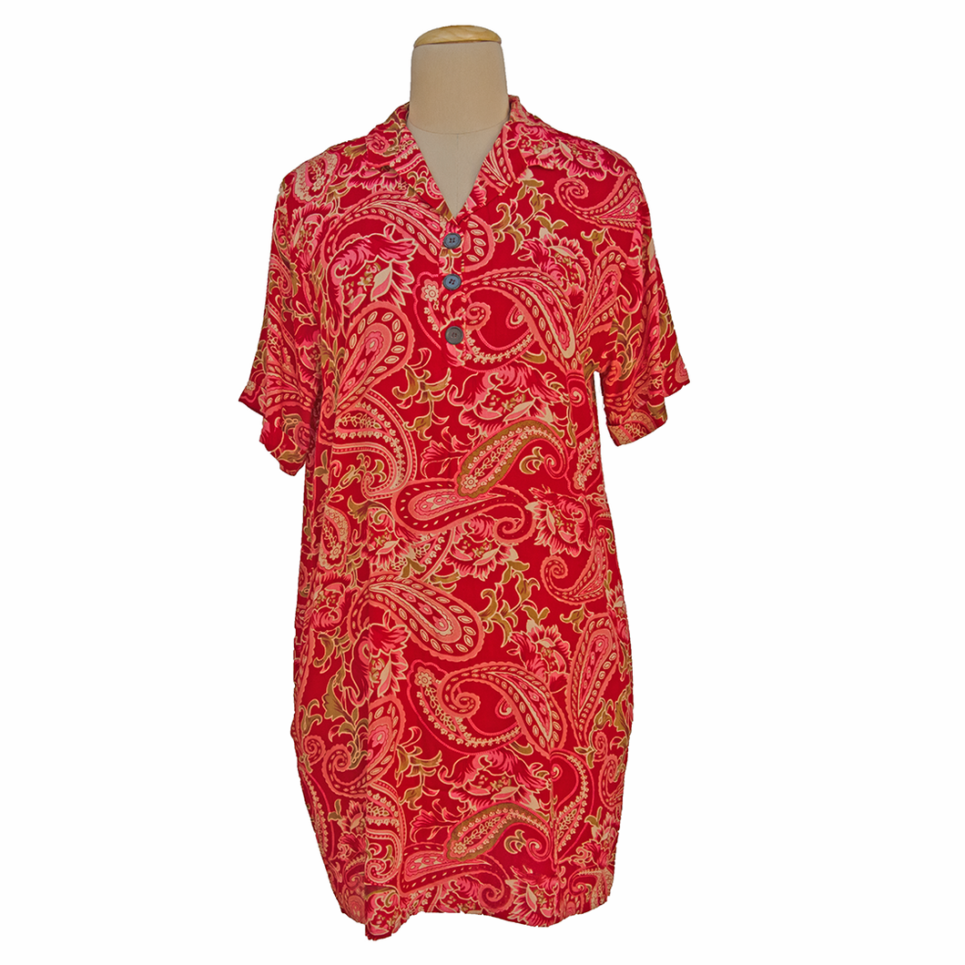 Red Viscose Shirt Dress Size 12-30 SO2