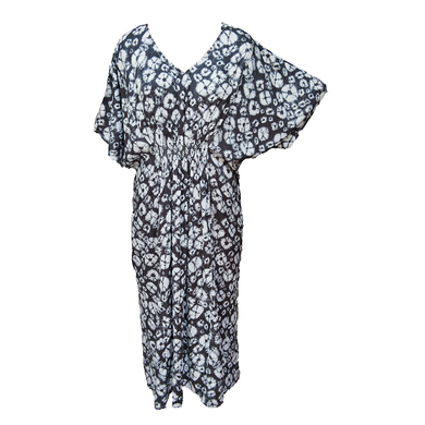 Black Tie Dye Smocked Maxi Dress Size 16-32 PL12