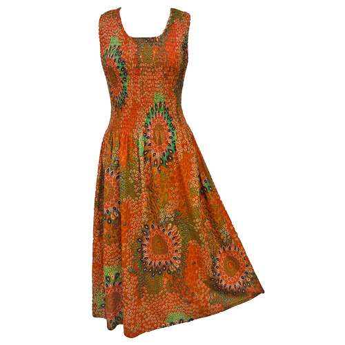 Orange Cotton Maxi Dress UK One Size 14-24 A3