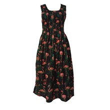 Load image into Gallery viewer, Black Flamingos Crepe Maxi Dress UK One Size 14-24 EE55