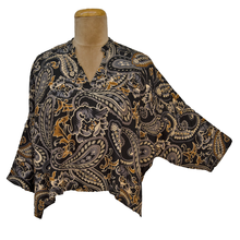 Load image into Gallery viewer, Black Paisley Crop Top OneSize 8-18