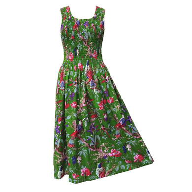 Emerald Birds Cotton Maxi Dress UK One Size 14-24 EE22