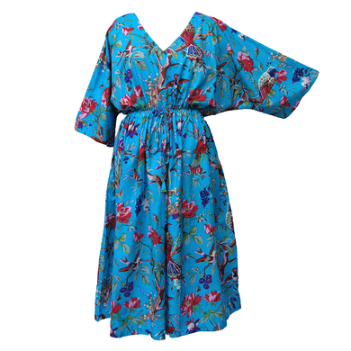 Sky Blue Birds Cotton Maxi Dress UK Size 18-32 SSF43