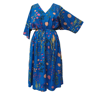 Royal Blue Floral Cotton Maxi Dress UK Size 18-32 SSF42