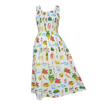 Load image into Gallery viewer, White Coastal Print Cotton Maxi Dress UK One Size 14-24 LD5