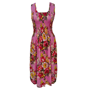 Pink Bouquet Cotton Maxi Dress UK One Size 14-24 A47