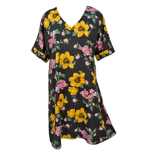 Black Crepe Shirt Dress Size 16-32 PS11