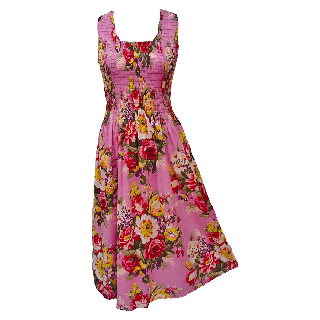 Pink Bouquet Cotton Maxi Dress UK One Size 14-24 A47